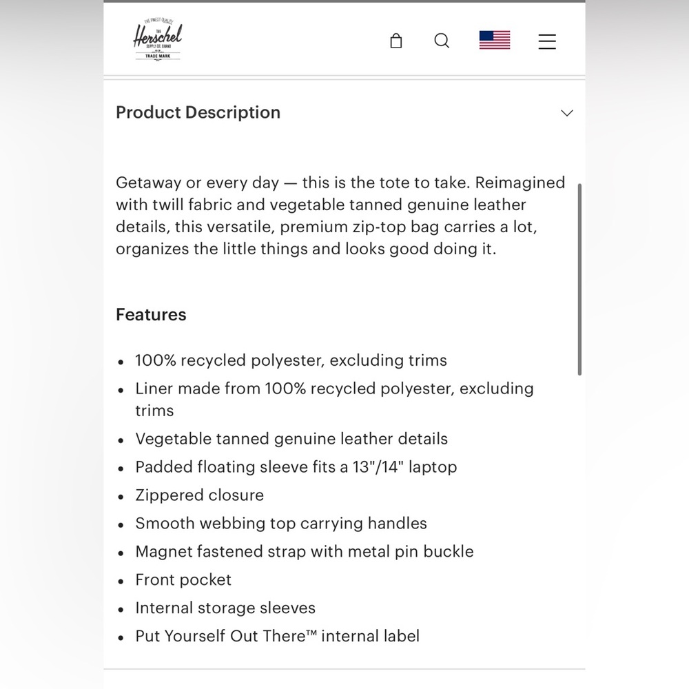 Herschel Retreat Tote Navy Blue 20L - Picture 8 of 8